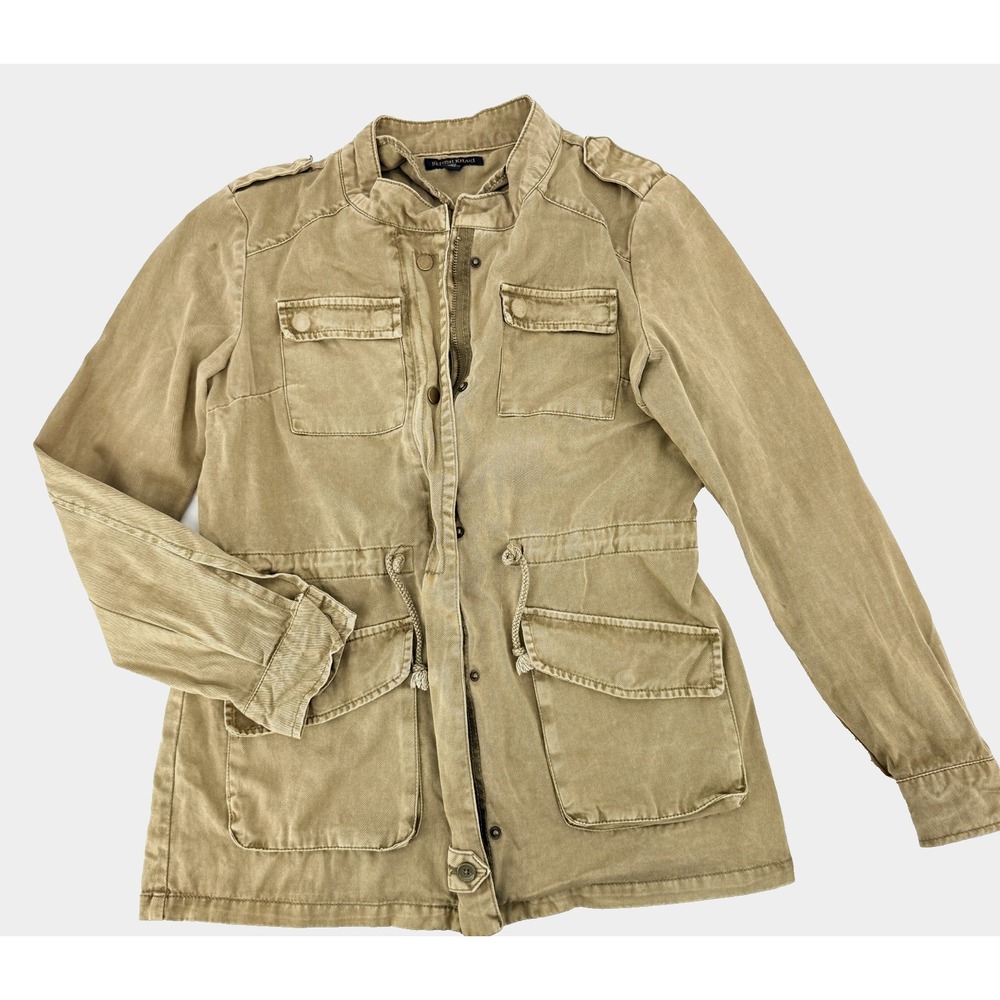 British Khaki Vintage Utility Jacket Beige Tan Safari Drawstring Waist Women S